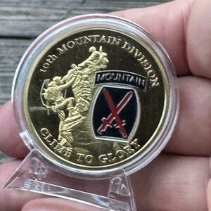 10th Mountain Division Commemorative Coin in display case